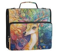 Rainbow - Hued Enchanted Deer 3,8 cm 3 anelli raccoglitore organizer con manico e tracolla rimovibile tasche multiple organizer per documenti per ufficio scuola