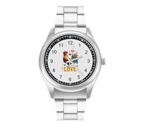 Rainbow I Love Cock - Orologio casual da uomo con cinturino in acciaio inossidabile, in lega, al quarzo, Stile:, regular, Bracciale