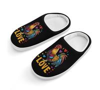 Rainbow I Love Cock - Pantofole in cotone per bambini, per camera da letto, interni ed esterni, Stile bianco, 32-33