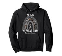 Rainbow in May We Wear Gray Brain Cancer Awareness Month Felpa con Cappuccio