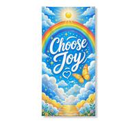 Rainbow Joy - Striscione decorativo per porta, fantasioso motivo con farfalle e nuvole, decorazione per porta d'ingresso, per interni ed esterni, per festival primaverili, forniture per vacanze, 91 x