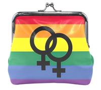 Rainbow Lesbian Pride Flag Sessuale Identità Sessuale Portamonete In Pelle Donna Carino Fibbia Bacio Blocco Blocco Carta Cambiare Borsa per Moneta, Rainbow Lesbian Pride Flag Identità sessuale