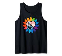 Rainbow LGBTQ Pride Disabled Wheelchair Heart Flower Petals Canotta