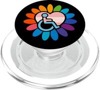 Rainbow LGBTQ Pride Disabled Wheelchair Heart Flower Petals PopSockets PopGrip per MagSafe