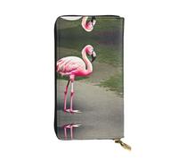 Rainbow Lines, portafogli in pelle per donne e uomini, portafogli grandi con 12 scomparti per carte, portafoglio passaporto, Fenicottero rosa , Taglia unica