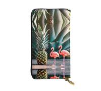 Rainbow Lines, portafogli in pelle per uomo e donna, grande portafoglio con 12 scomparti per carte, portafoglio per passaporto, Ananas fenicottero, Taglia unica