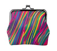 Rainbow Lines Stampato Microfibra PU Leather Wallet Kiss Lock Mini Pouch per Rossetto Key Change Organizzazione