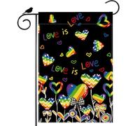 Rainbow Love Hearts Bows Pride Lgbtq Inclusion Diversity Lesbian Flag Robuste Bandiera Da Giardino Colore Vivido Bandiera Per Cortile Festival Feste 30X45Cm