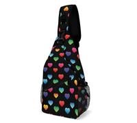 Rainbow Love Hearts Donna Uomo Borsas A Spalla Piccolo Sling Bag Regolabile Zaino Monospalla Per Treeking Sportiva Viaggio