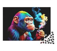 Rainbow Monkey Smoking Jigsaw Puzzle Impossible 1000Pcs Animal Decorazione Per La Casa. Giochi Rilassamento E Intelligence Per Adulti E Bambini Da 12 Anni 52x38cm/1000pcs