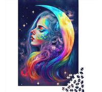Rainbow_Moon_Goddess Puzzle in legno da 1000 pezzi per adulti Puzzle rettangolare creativo Gioco di sfida per l'esercizio del cervello Regalo di Natale 1000 pezzi (75x50 cm)