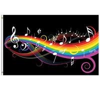 Rainbow Music Musical Note Melody Artistic Bandiera Dei Pirati 90X150Cm Resistenti Bandiere Da Giardino Stagionale Bandiera Del Giardino Per Giardino Interni Fattoria