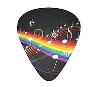 Rainbow Note Musicali Melody - Plettri per chitarra stampati, confezione da 12 plettri personalizzati per chitarra acustica, chitarra elettrica, inclusi 0,46 mm/0,71 mm/0,96 mm