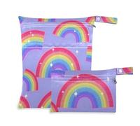 Rainbow of Colored Fake Sequins Borse impermeabili per bambino 2 Pack Wet Bag per costume da bagno con manici per yoga
