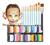 Rainbow Palette - Kit di colori per il viso e il corpo con 12 colori | Palette di trucco professionale lavabile per uomini, bambini, adulti, Halloween, festival, cosplay, sicuro