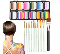 Rainbow Palette Pittura viso - Set di pittura viso e corpo a 12 colori | professionale lavabile per uomini, bambini, adulti, Halloween, festival, cosplay, sicurezza