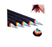 Rainbow Paper Pencil 5Pcs 2B Eco-Friendly Unfading Antiallergic School Pencils Stationery for Students Drawing Writing Sketching, Black