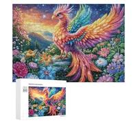Rainbow Phoenix on Rock at Sunset Puzzle 300 Pezzi Per Anziani Svago A Casa Allenamento Del Pensiero Regalo Per Comfort 300 PCS