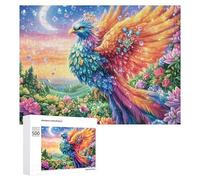 Rainbow Phoenix with Crescent Moon Puzzle 500 Pezzi Per Adolescenti 14+ Attività Del Weekend Ragionamento Logico Regalo Per Giovani 500 PCS