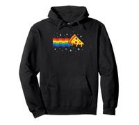 Rainbow Pixel Pizza in Space Retro Gaming Style Cosmic Slice Felpa con Cappuccio