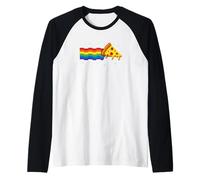 Rainbow Pixel Pizza in Space Retro Gaming Style Cosmic Slice Maglia con Maniche Raglan