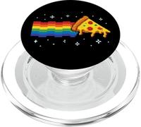 Rainbow Pixel Pizza in Space Retro Gaming Style Cosmic Slice PopSockets PopGrip per MagSafe