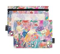 Rainbow Reef Rhapsody Vivid Aquatic Extravaganza Raccoglitore tascabile in plastica per tre anelli tasche raccoglitore con 3 anelli per accessori di cancelleria per studenti