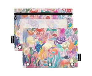 Rainbow Reef Rhapsody Vivid Aquatic Extravaganza Raccoglitore tascabile in plastica per tre anelli tasche raccoglitore con 3 anelli per accessori di cancelleria per studenti