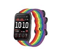 (Rainbow) Ring Buckle Nylon Canvas Watch Band For Garmin Venu X1
