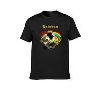 Rainbow Rising Rock N Roll Heavy Metal Music Band Unisex 100% Cotton Short-Sleeve T-Shirts Black XXXL