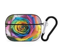 Rainbow Rose AirPod Pro Case, cover rigida antigraffio in policarbonato con portachiavi, accessorio per AirPod Pro 2°/1° custodia per donne e uomini, stile nero