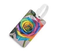 Rainbow Rose Etichette per bagagli con carta d'identità, etichette resistenti per borse da viaggio, etichette impermeabili per valigie, zaini e custodie da viaggio, stile bianco