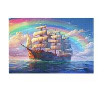 Rainbow Sailboat Legno Puzzle 1000 Pezzi,Per Adulti E Giovani,Challenge,Puzzle 3d Impossibili, Stampa Di Alta Qualità Regalo （75×50cm）