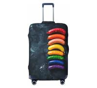 Rainbow Sausages On Dark Slate - Copribagagli da viaggio, elastico, per valigie, 45-81 cm, Nero , S