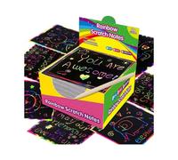 Rainbow Scratch Mini Art Notes, 100pc Magic Scratch Cards for Kids, DIY Party Favors, Birthday Halloween Christmas Gift Box