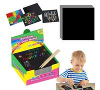 rainbow -scratch Mini Art Notes - Black Scratch Off Paper | Rainbow Magic Scratch Paper Art Set | Tavolo da disegno per ragazzi di età di 3+, arti e mestieri per il compleanno di giochi di festa di Na