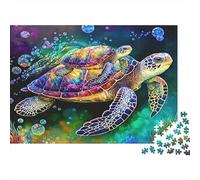 Rainbow Sea Turtle Art Puzzle Impossible 1000 Pezzi Animal Decorazione Per La Casa. Giochi Rilassamento E Intelligence Per Adulti E Ragazzi Da 14 Anni 38x26cm/1000pcs
