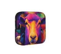 Rainbow Sheep - Borsa compatta per assorbenti da donna, con bandiera americana, portatile ed elegante, con cerniera per il trasporto quotidiano
