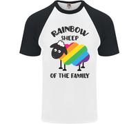 Rainbow Sheep Divertente LGBT Gay Pride Day Uomo S/S Baseball T-Shirt
