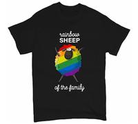 Rainbow Sheep of The Family T-Shirt Gay Pride LGBT Support Funny Men's Black XL