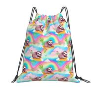 Rainbow Sloth Borsa con Coulisse Stringa Sacca con Cordoncino Moda Borsa con Cordoncino per Nuoto Viaggi Campeggio 36X42Cm
