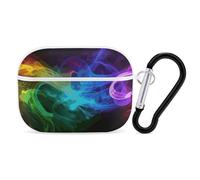 Rainbow Smoke - Custodia protettiva per AirPods Pro con anello portachiavi, custodia protettiva rigida per AirPods Pro di seconda generazione, per donne e uomini, facile da aprire, protezione contro