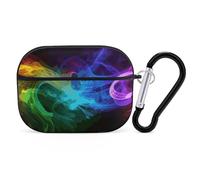 Rainbow Smoke - Custodia protettiva per AirPods Pro con anello portachiavi, custodia protettiva rigida per AirPods Pro di seconda generazione, per donne e uomini, facile da aprire, protezione contro