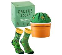 Rainbow Socks - Cactus nel vaso - verde, calze cactus per donne e uomini - un regalo divertente per gli amanti di cactus, suculenti, piante verdi - un simpatico regalo per il compleanno, la festa
