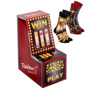 Rainbow Socks - Calzini da gioco di slot - Novelty Calzini da Uomo e Donna - Calzini Regalo - Slot Machine Socks - 2 paia - Taglia EU 36-40