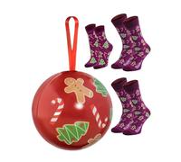 Rainbow Socks - Calzini di Natale con una pallina per lui, lei e bambino - Rosso - 3 Paar - 36-40, 41-46, 24-29