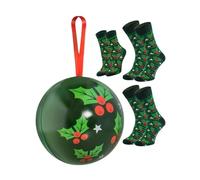 Rainbow Socks - Calzini di Natale con una pallina per lui, lei e bambino - Verde scuro - 3 Paar - 36-40, 41-46, 24-29