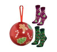 Rainbow Socks - Calzini di Natale in una palla di Natale per lui e per lei - 2 Paia
