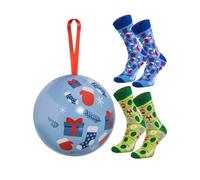 Rainbow Socks - Calzini di Natale in una palla di Natale per lui e per lei - Blu - 2 Paia - 36-40