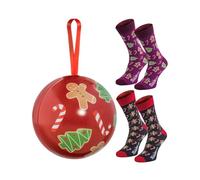 Rainbow Socks - Calzini di Natale in una palla di Natale per lui e per lei - Rosso - 2 Paia - 41-46